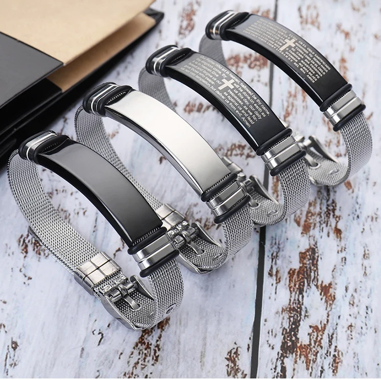 Stainless steel couple bracelet DIY jewelry titanium steel adjustable wide pendant bracelet
