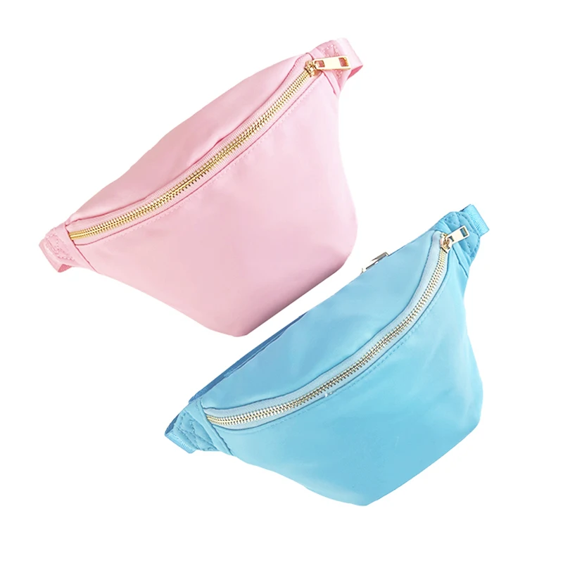 New Style Low MOQ Stock Sport Crossbody Bag Sling Metallic Multi-functional Adjustment Buckle Logo Blue Pink Black Fanny Bag