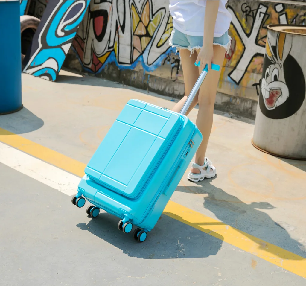 new front opening suitcase female password box pull rod box custom LOGO student travel luggage manufacturers direct sales