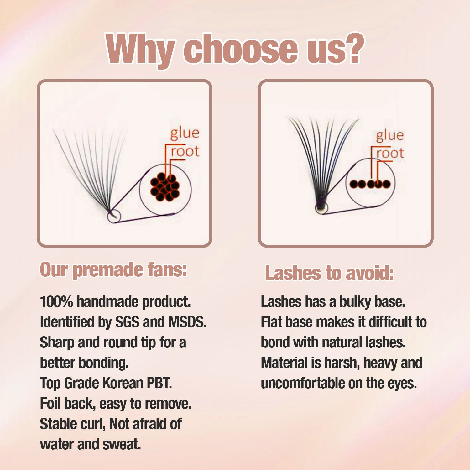 Faux Mink Eyelash Extensions Premade Volume Fans Spike Eyelash Extensions Lashes with Spikes Korea PBT Fiber,synthetic Hair