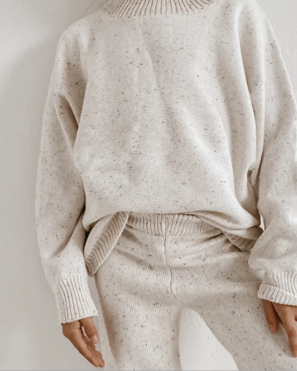 Hot Selling Color Dot Cotton Knitted Clothing Long Sleeve Baby Knit Pants Parent-Child Women Sweater Two-Piece Set