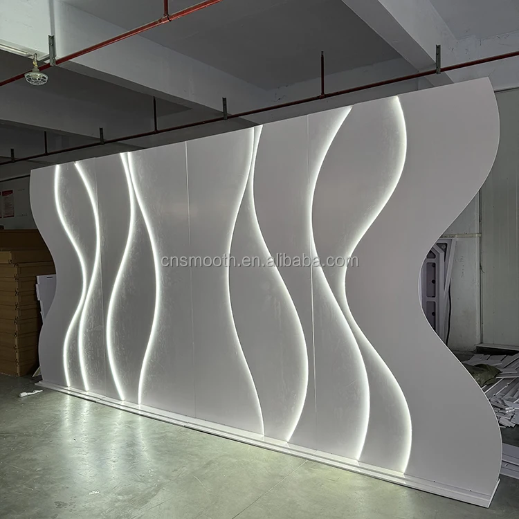 SMOOTH Popular Wedding Stage Backdrop Led Lights PVC Flower Backdrop Event Decoration Acrylic Stage Backdrop For Birthday Party