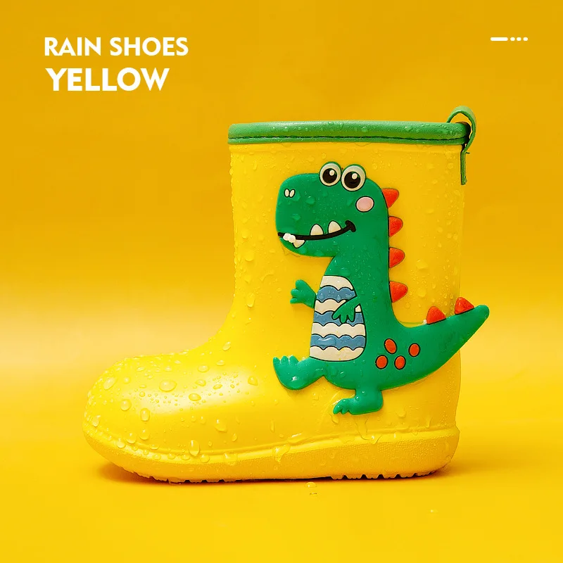 Fashion Printed Cute Dinosaur Boots Shoes Kids Waterproof  Eva Rain Children Baby Non-slip Boots