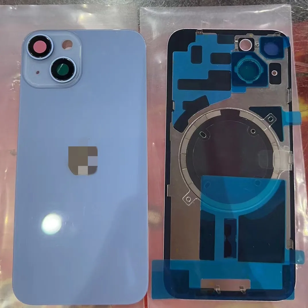 New type back glass battery cover replacement for iphone 14 Back Glass with back panel frame and 14 plus with big hole