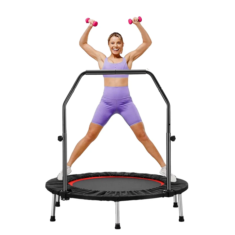 TOPKO Unisex Indoor Home Fitness Trampoline Durable Hexagon PVC Bungee with Steel Handrail Outdoor Use Jumping Exercise for Kids