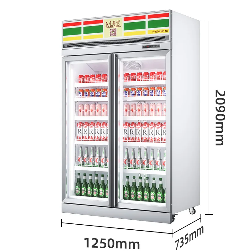 2 Glass Door Beverage Display Fridge Frost Free Glass Door Commercial Refrigerated Beverage Display