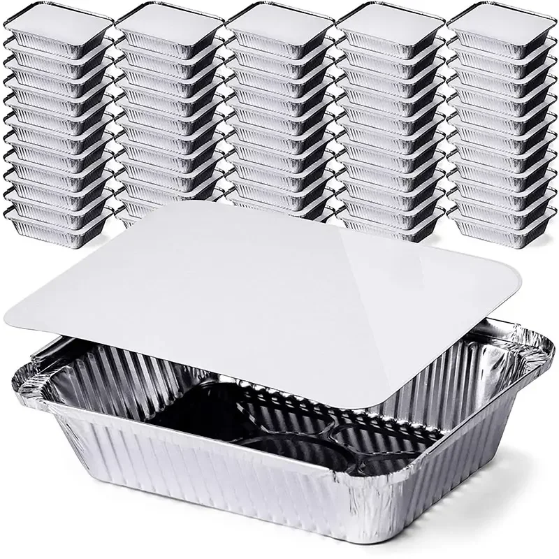 Takeaway Round Aluminum Foil Container Aluminum Foil Container Rectangular Aluminum Foil Food Container  For Food