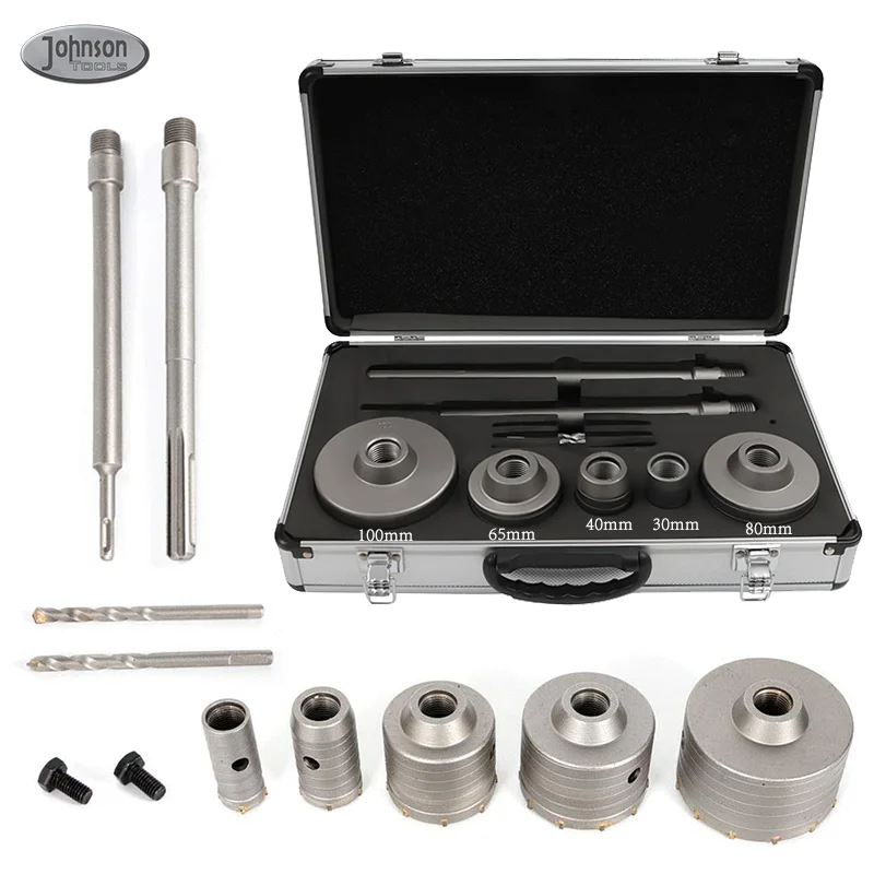 Concrete Hole Saw Kit 10pcs Drill Bit Set SDS Plus SDS MAX Shank Wall Hole Cutter for Concrete Cement Stone Wall Masonry