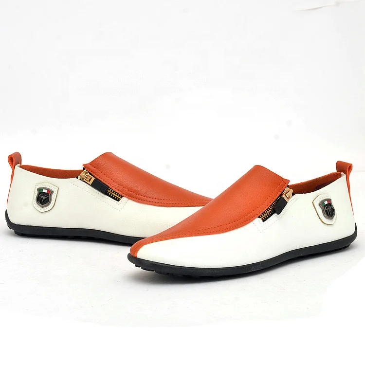 summer British shoes fashion men shoes casual peas shoes orange color