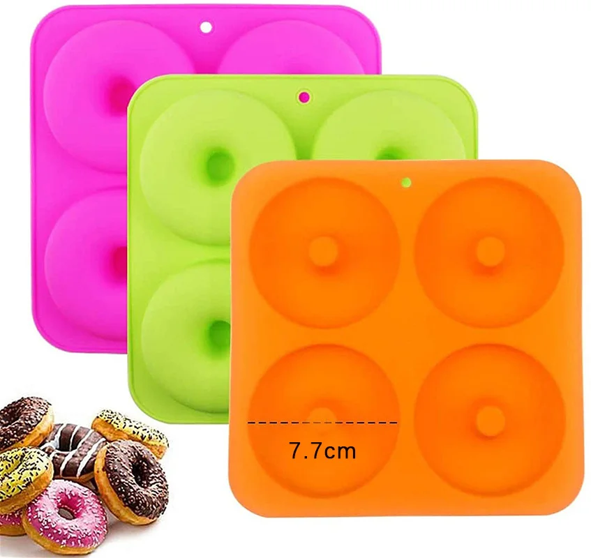 Homesun 6 Cavity Round Shape Doughnut Maker Pan Silicone Cake Chocolate Donut Tray Baking Dessert Mold for Baking Tool