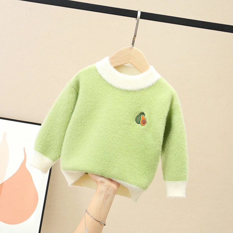 
CYBE94008 2020 Korean autumn winter fashion Boys and girls children sweaters pullover avocado colours mink kids knit sweater 