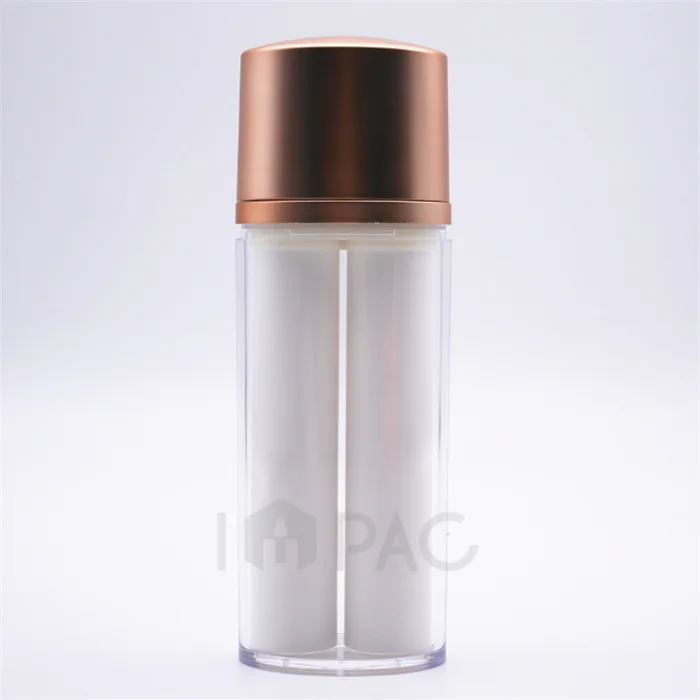 dual chamber dispenser airless pump bottle gold for luxury serum lotion 15ml*2