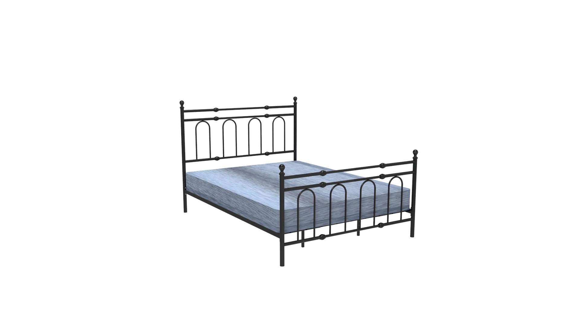 High quality modern hotel simple furniture wrought iron platform double bed /double metal bed frame