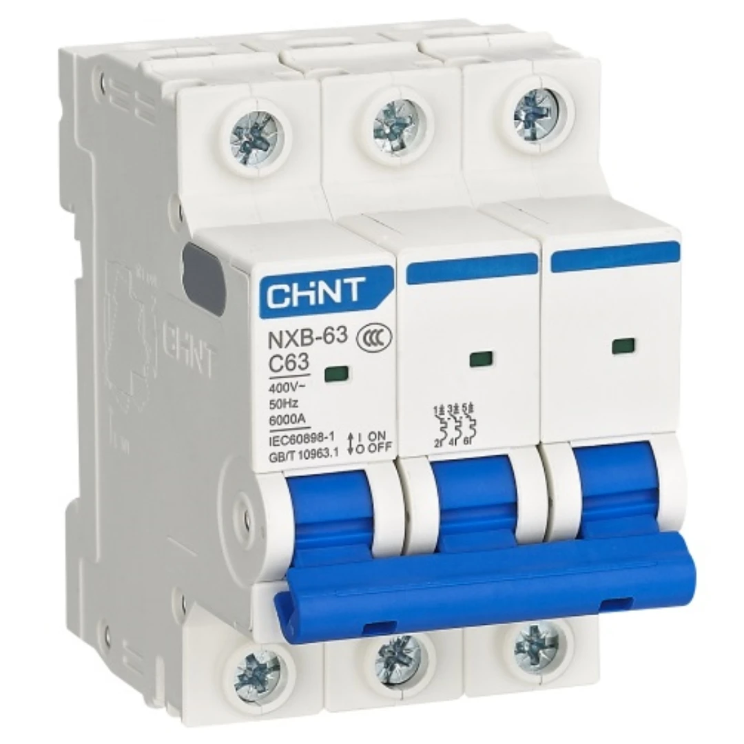 Chint NXB-63 1P 2P 3P C1 C2 C4 C6 C10 C16 C20 C25 C32 C40 C50 C63 6000A 220V Short Circuit Protection Miniature Circuit Breaker