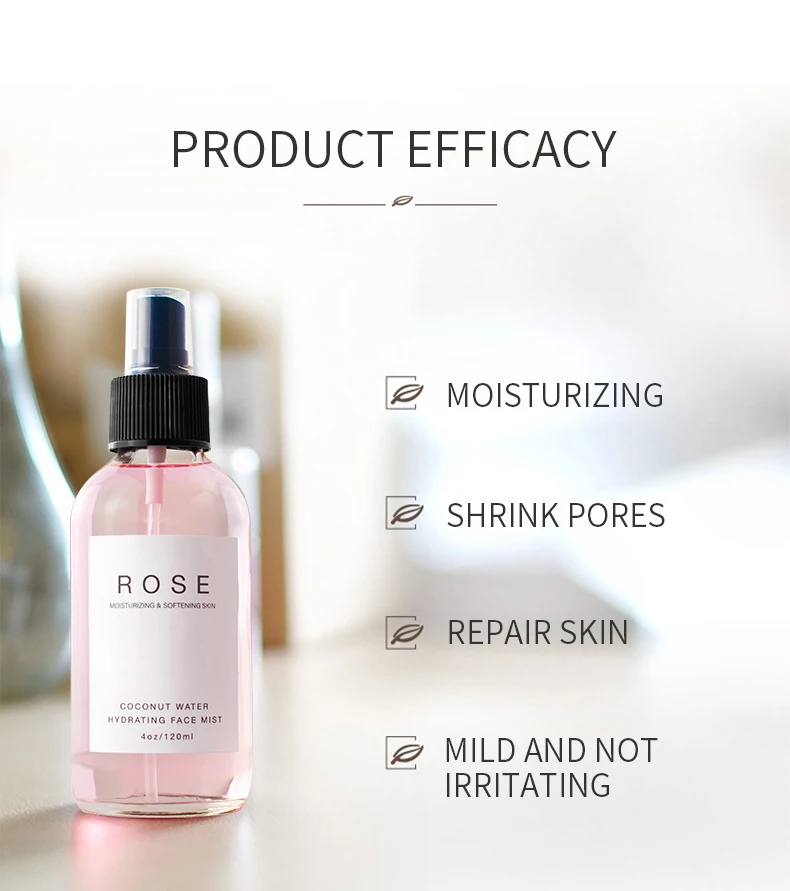Private Label Face Toner Pure Natrual Rose Refershing Moisturizing Face Mist Rose Water Facial Toner