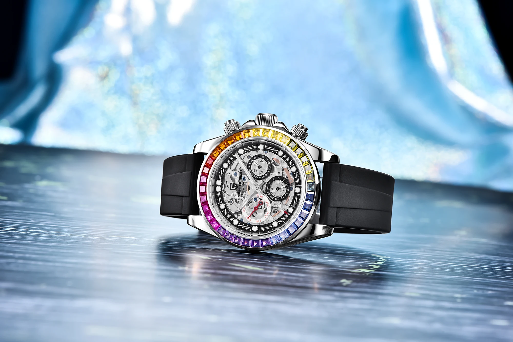 PAGANI DESIGN fashion Stainless Steel Waterproof Watch for Men with Diamond mechanical Movement