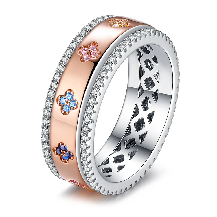 925 sterling silver modern cubic zirconia rings fashion jewelry women rose gold plated pave diamond ring