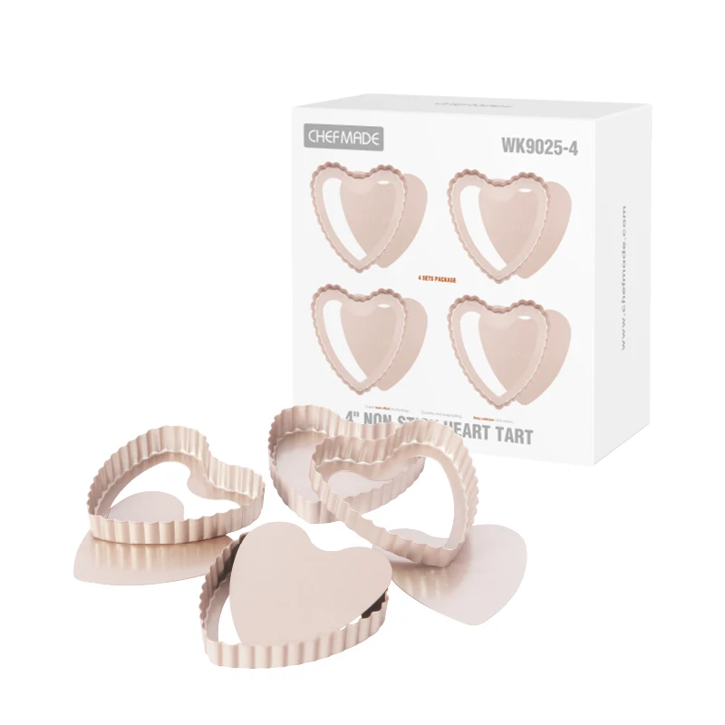 high quality safe set 4 of carbon steel Mini Heart-shaped cake pan tart pan