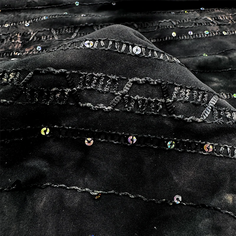 Wedtex Fabric Factory Custom Tie-dye Polyester Flower Lace Tassels Embroidered Sequins Fabric for ladies dresses