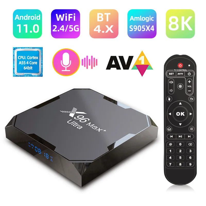 Hot Android 11.0 Leadcool X96 MAX Plus U-ltra Smart TV IPTV Set Top Box 8K HDR