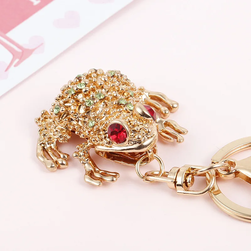 Professional made diamond toad frog trendy style keychain pendant cute women keychains