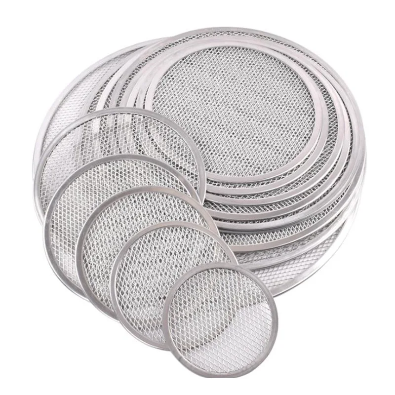 Aluminium Alloy Non-stick Round Baking 6 8 10 12 14 16 18 20 22 Inch Seamless Pizza Screen Mesh Tray
