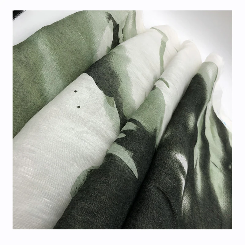 
 Fonesun-SL45 70% шелк 30% Лен ткань с цифровой печатью для одежды  