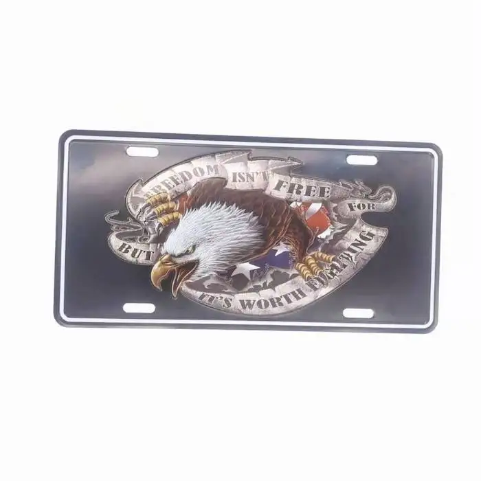 Wholesale custom embossed full color printed eagle license plate
