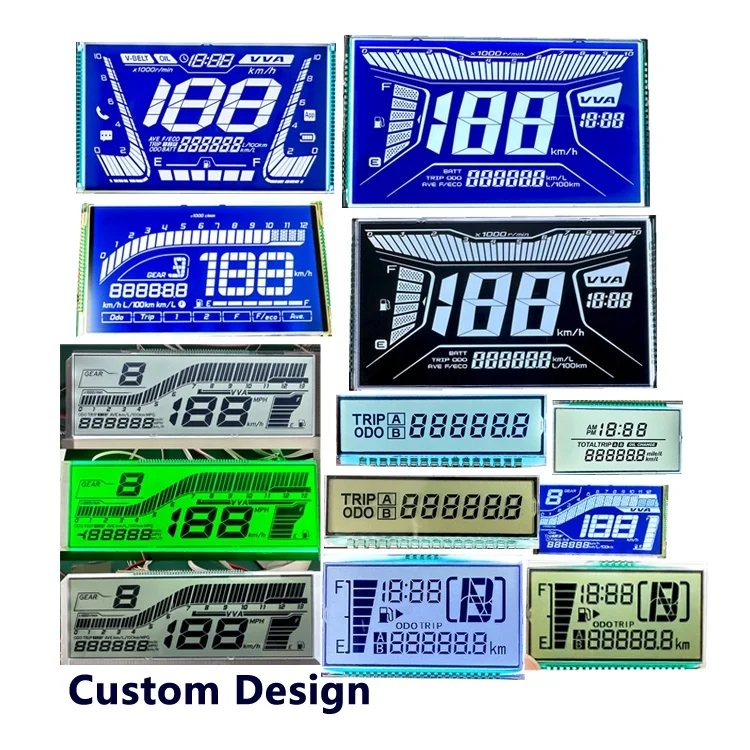 Custom Segment LCD Display Screen Module Panel Dashboard Car Pulsar Speedometer Vehicle Odometer Segment LCD Display For Cars