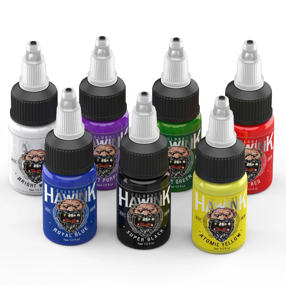 HAWINK Professional 14 Colors 15ml (1/2 oz) Tattoo Ink Permanent Makeup USA Import Tattoo Ink Permanent Pigment