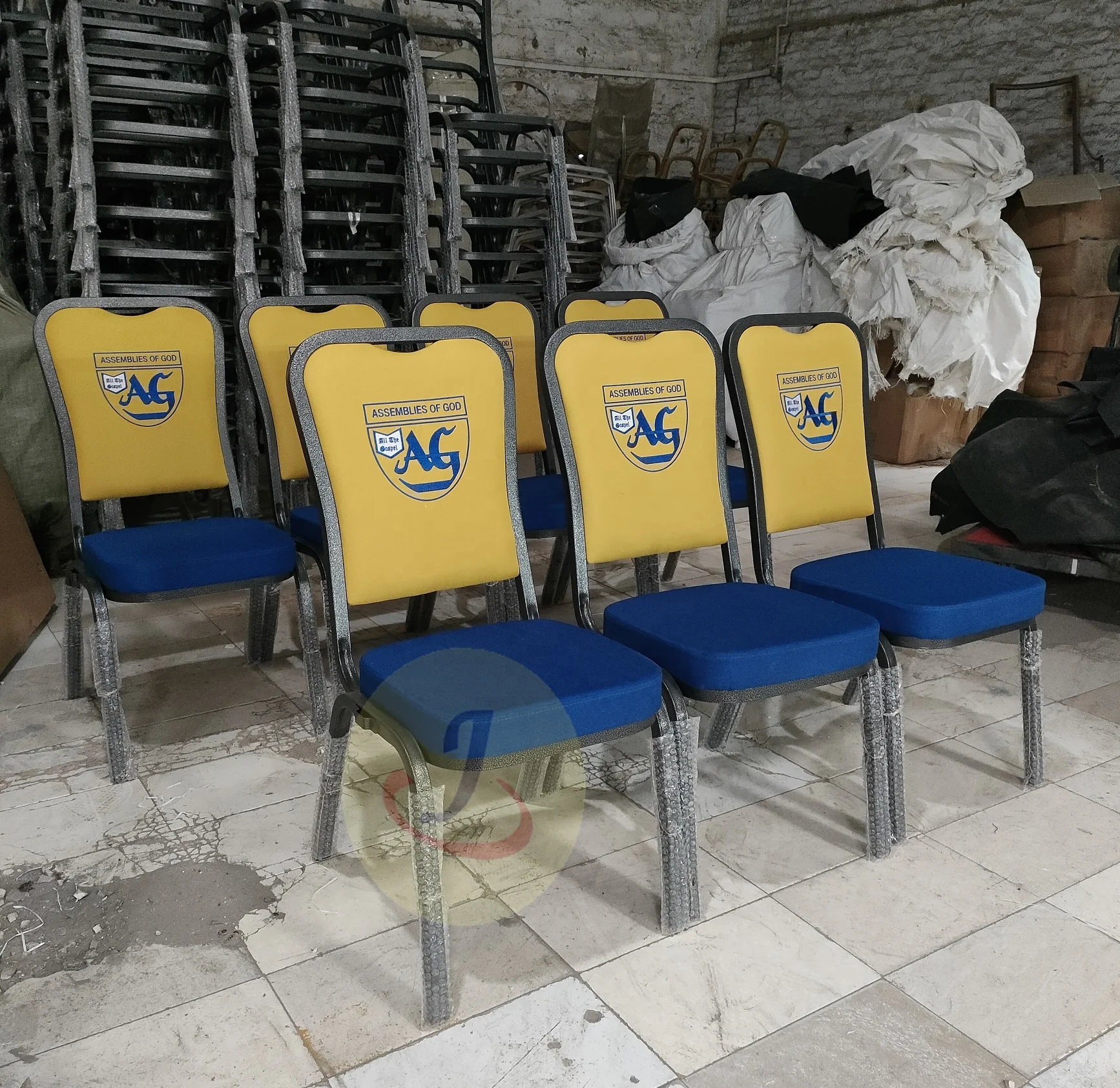 manufacturer cheap steel banquet hall padded interlocking Banquet church chairs