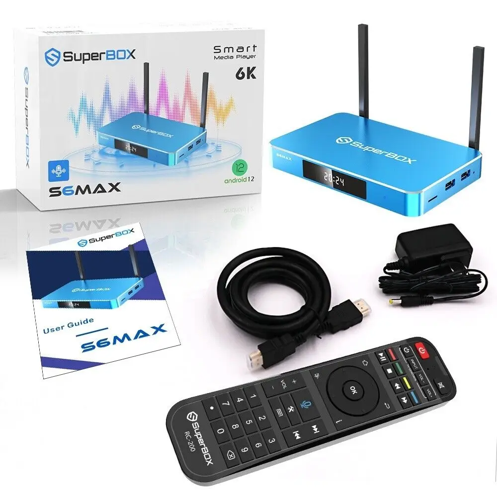Hot Selling Superbox S6 max Android Smart TV Box 6k Ultra HD Built-in Voice Control System