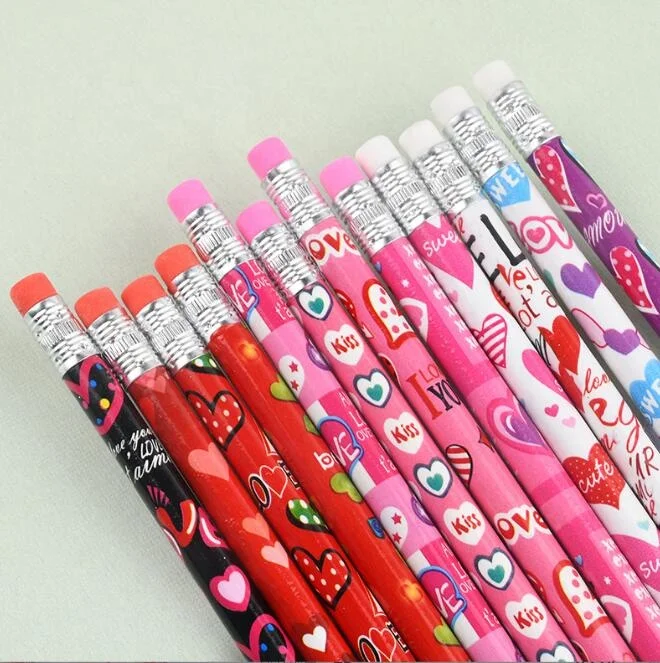 Elementary school students learn Xmas Wooden HB Pencils Christmas Valentine Halloween Easter cartoon 12 color pencil