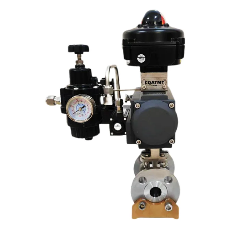CQATMT Flanged Stainless Steel Pneumatic Ball Valve High Pressure Actuated Ball Valve Flange Stainless Steel Ball Valve