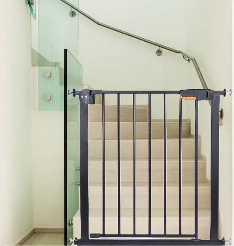Child Safety Barrier Gate Pressure Mounted Metal Pet Fence for Kids and House Plastic Baby Gates with Stair Support
