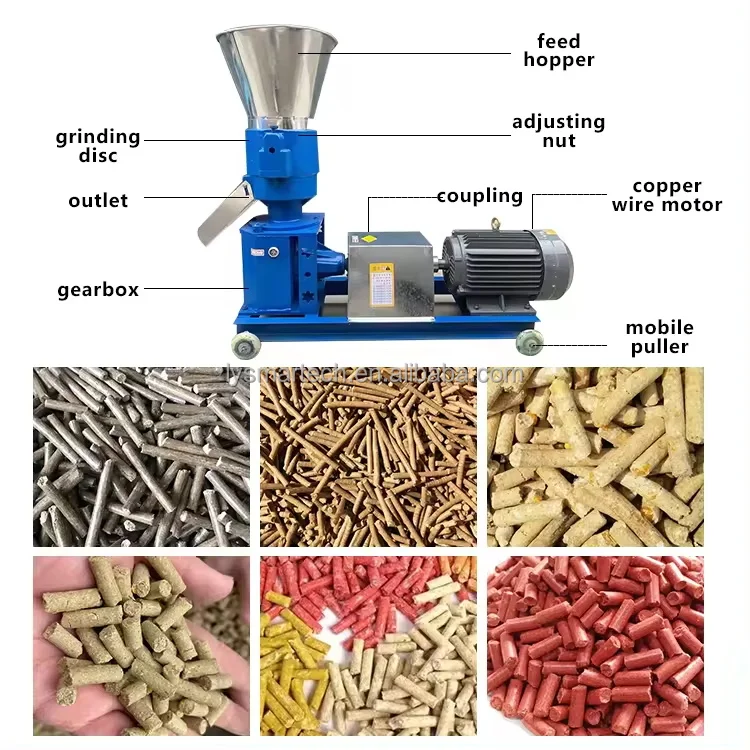 Poultry Livestock Feed Pelletizer Household Small Cattle Chicken Pig Poultry Animal Feed Processing Machines Granulator