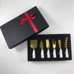 Wholesale Scraper Fork 4 PCs Set Porcelain Handle Cream Butter Knife Western Tableware Stainless Steel Cheese Knife
