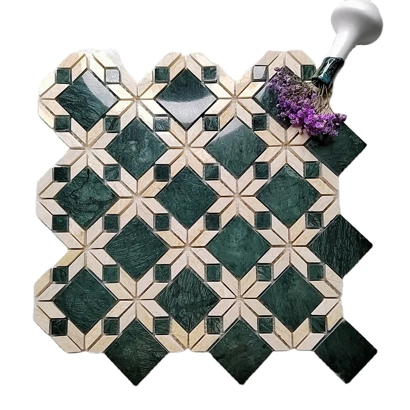 Stone mosaic retro dark green natural stone background wall homestay wall and floor tiles