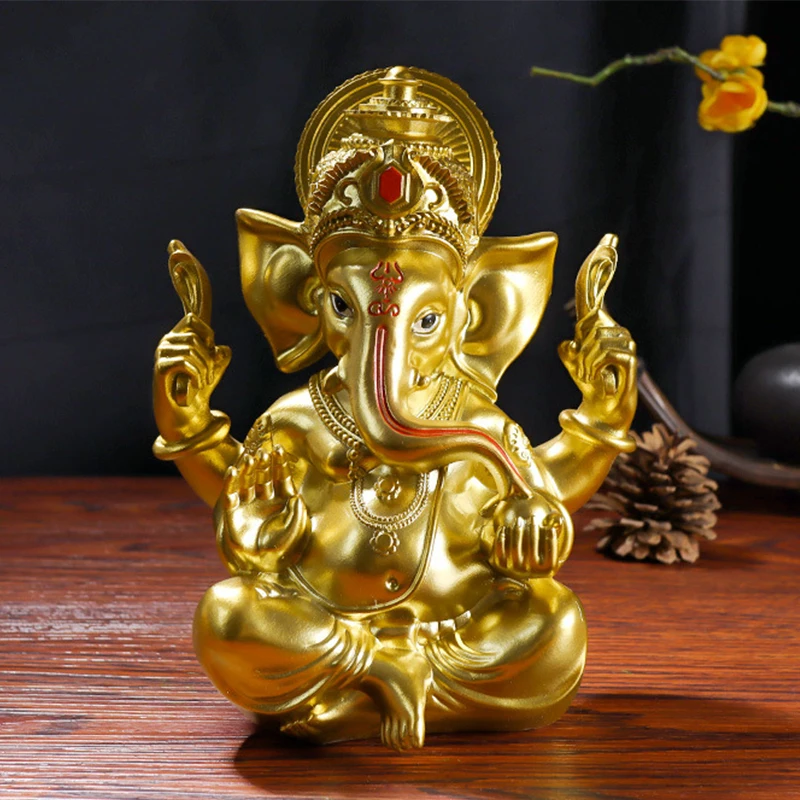High Quality Indian Hindu Elephant God Ganesh Statue Handmade Gift Home Decoration Resin Ganesha Statue