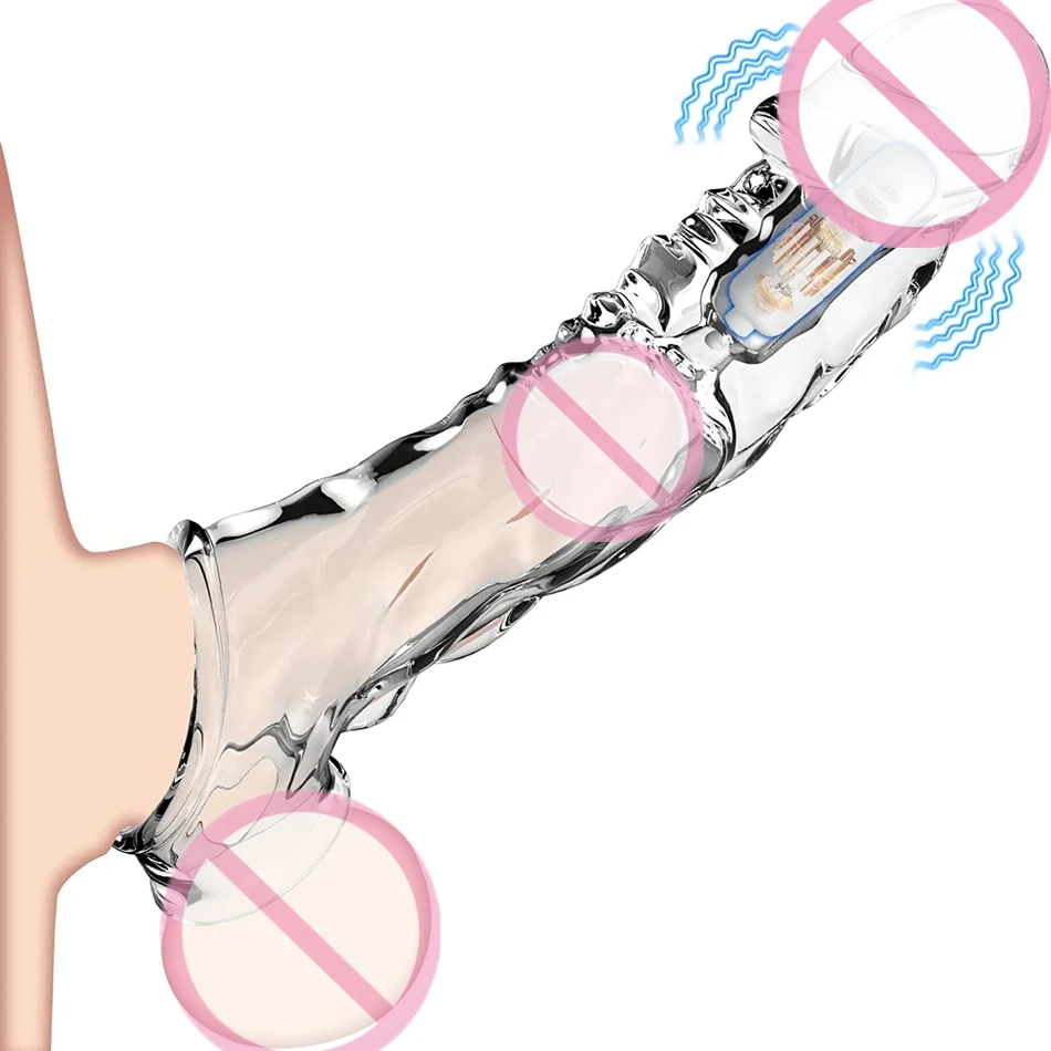 Factory Cheap Price Penis Sleeves Male Cock Delay Ejaculation Crystal Dick Enlargement Condom Sex Toy for Men