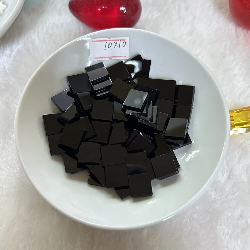 Square Shape 10mm Thickness 2mm Black Onyx Flat Gemstone Cabochon Natural Agate Loose Stone