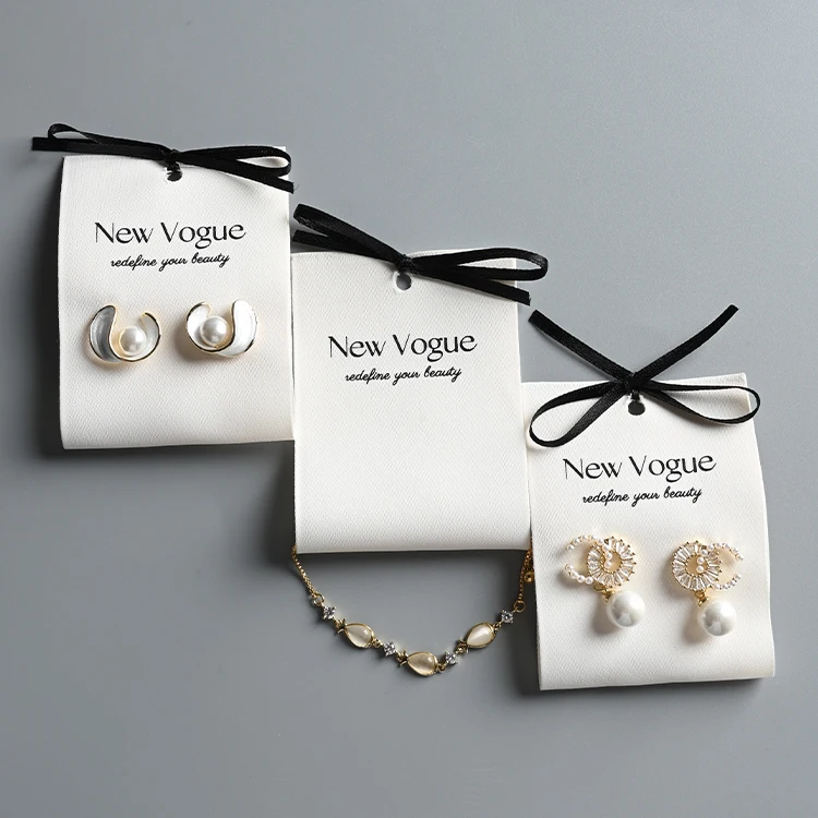 Earring Jewelry Cards Holder Custom logo Matte Fabric Jewelry Hanging Earring and Necklace Display Card