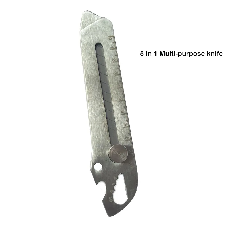 Utility Knives Outdoor knife bottle opener measuring tool  pry 5 in 1 stainless steel handle multi purpose knife