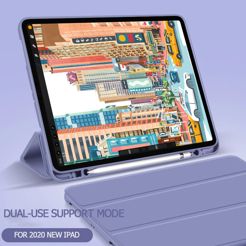 
2020 Pencil Holder Shockproof Funda Case Tablet Silicone Case for iPad Pro 11 12.9 10.5 9.7 Air 4 10.9 8th iPad 5 