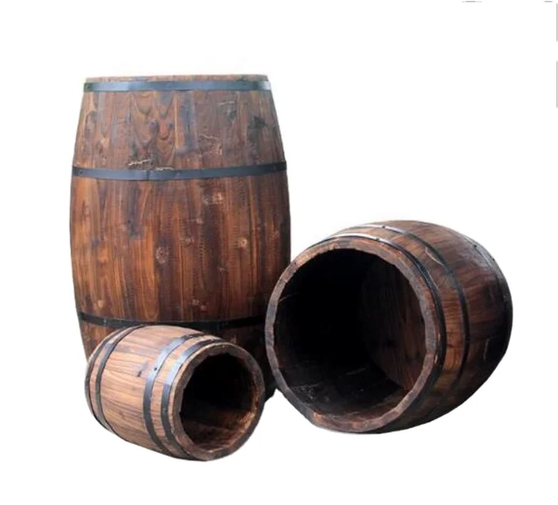 Wooden beer barrel decoration exhibition wine barrel wooden barrel flower pot bar wedding photography props