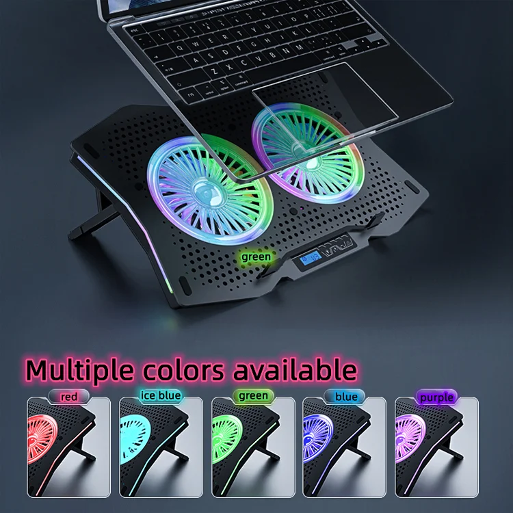 Great Roc Air-cooled 17Inch Cooling Pad For Laptop Stand Ice Coorel Rgb Laptop Cooling Pad With 2 Fans