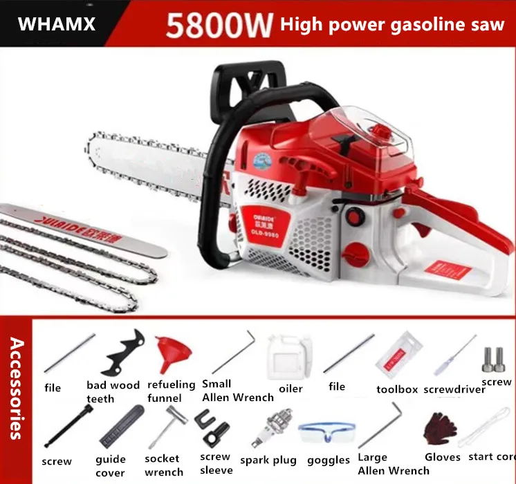 WHAMX china 20 inch 5800w wood cutting garden tool petrol gasoline chainsaw