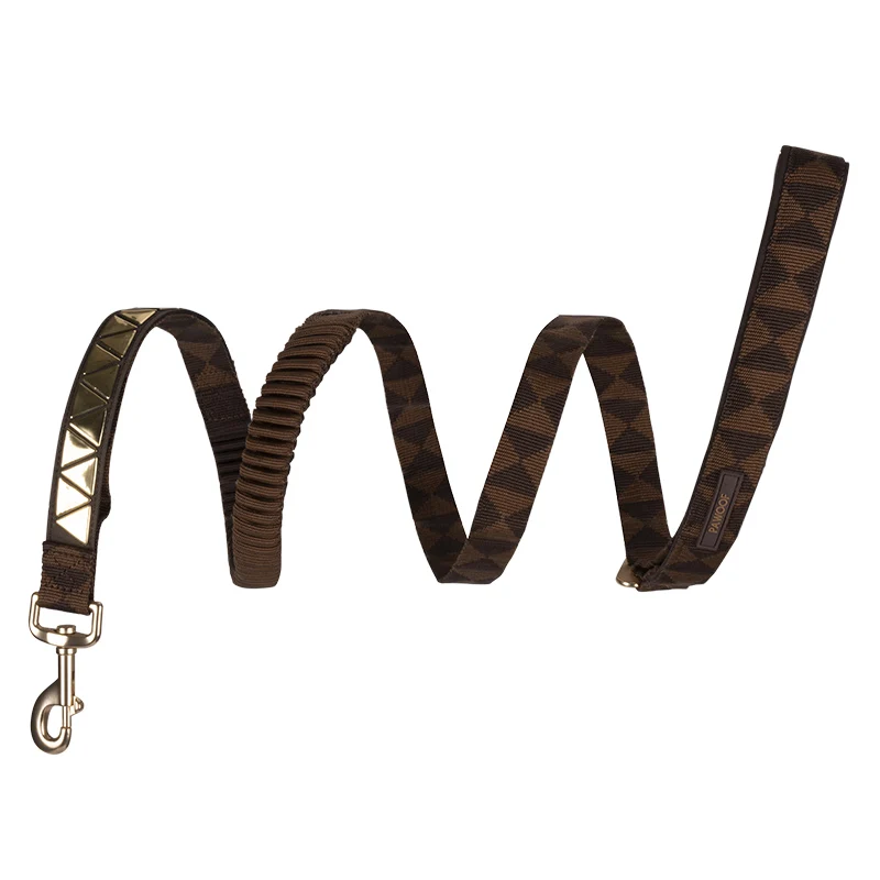 Gold Vison Dog Harness Luxury Shinning Nylon Jacquard ribbon Dog Leads Collar Sets Fashion Pet Walking Products