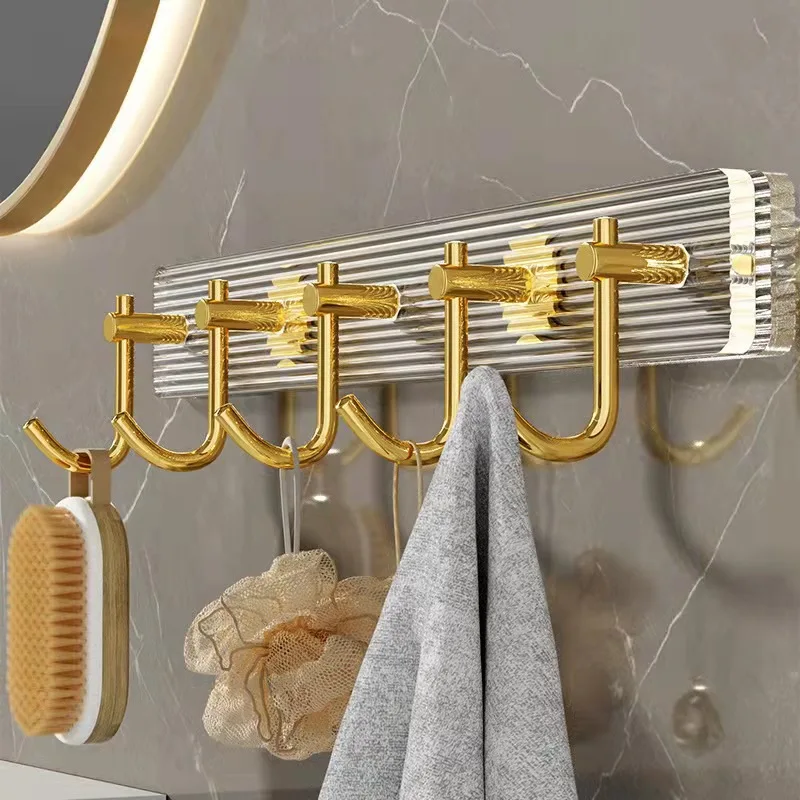 Wall-mounted Metal Hanger Hook 5pcs Bathroom Lucite Damage Free Hanging Wall Hooks Acrylic Adhesive Hooks