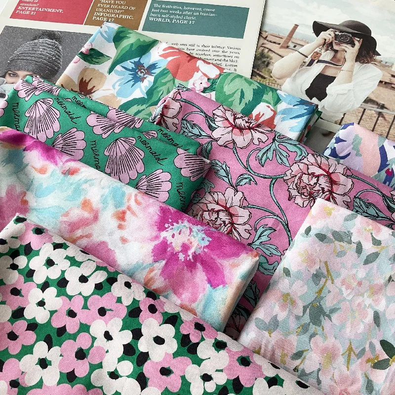 Digital Printing Cotton Fabric Custom Flower Pattern Printed Floral Liberty London Cotton Skirt Poplin Fabric